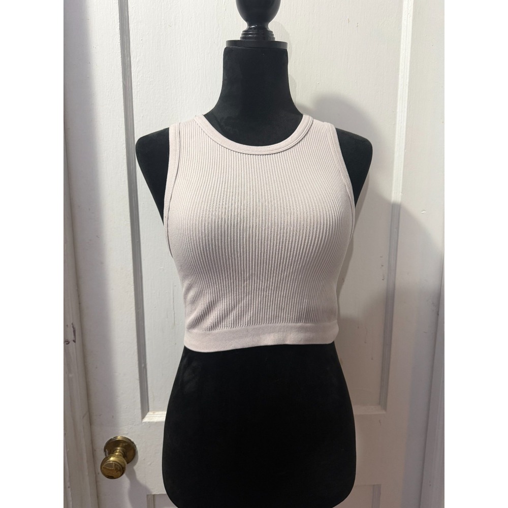 Ambiance Off White Ribbed Crop Tank in S/M